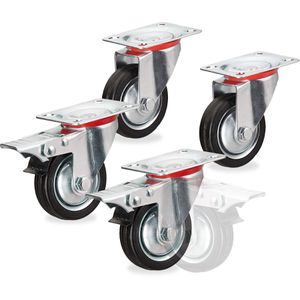 Schwerlastrolle Relaxdays Set 4-teilig