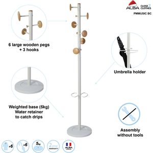Produktbild für Garderobenständer Alba Music, PMMUSIC BC, weiß