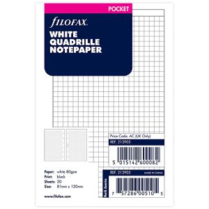 Ersatzeinlagen Filofax 212903, Notizpapier, kariert, Pocket