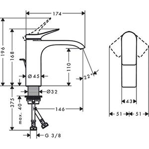 Produktbild für Waschtischarmatur hansgrohe Vivenis 110, 75020000, verchromt