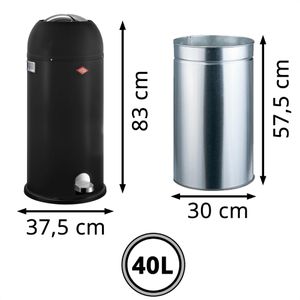 Produktbild für Mülleimer Wesco Kickmaster Maxi, schwarz matt
