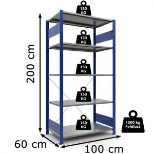 Produktbild für Schwerlastregal Schulte 12660-B, 5 Metallböden