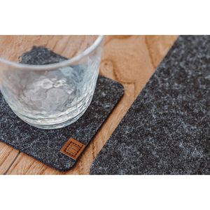 Produktbild für Untersetzer Miqio mit Leder Applikation, eckig