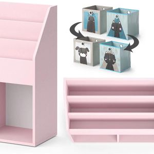 Produktbild für Bücherregal Vicco Luigi, rosa, mit 2 Faltboxen