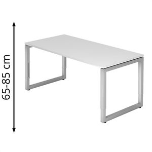 Schreibtisch Hammerbacher R-Serie, weiß / silber
