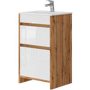 Waschtisch Vicco Detmold, stehend, goldkraft eiche / weiß