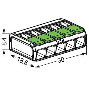 Produktbild für Verbindungsklemme Wago Compact, 221-425/995-008, 5 Leiter