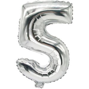 Luftballons Papstar 86835 Zahlenballon 5, silber