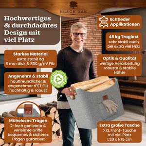 Produktbild für Kaminholztasche Black-Oak Montana XL, hellgrau