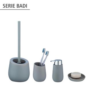 Produktbild für Zahnputzbecher Wenko Badi, grau, aus Keramik