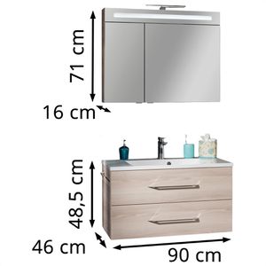 Produktbild für Waschtisch Fackelmann B.clever, mit Spiegelschrank, esche