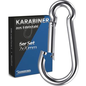 Produktbild für Karabinerhaken GARSIDURO KH-W5-07070-5, Edelstahl