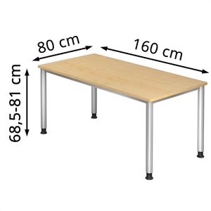 Produktbild für Schreibtisch Hammerbacher H-Serie, ahorn / silber
