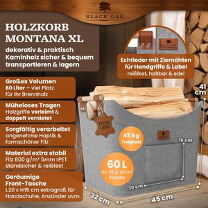 Produktbild für Kaminholztasche Black-Oak Montana XL, hellgrau