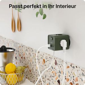 Produktbild für Steckdosenwürfel Voomy Split X7, mit Schalter, grün