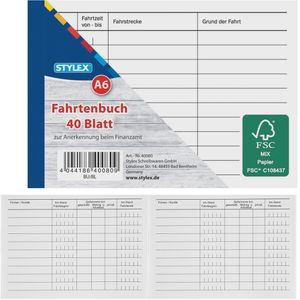 Stylex 40080 Fahrtenbuch für PKW A6 quer – Böttcher AG