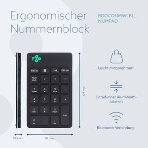 Produktbild für Zahlenblock R-Go Numpad Break RGOCONMWLBL
