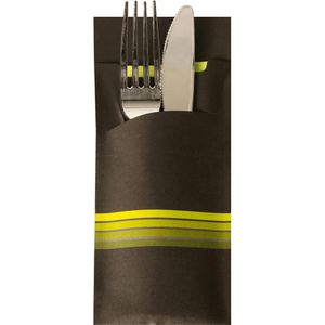 Bestecktaschen Papstar Stripes, schwarz / limone