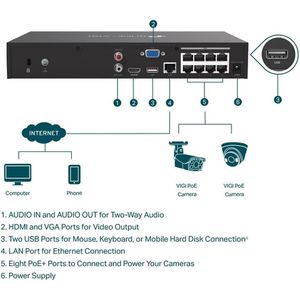 Produktbild für NVR TP-Link Vigi NVR1008H-8MP V1, LAN, PoE, 4K