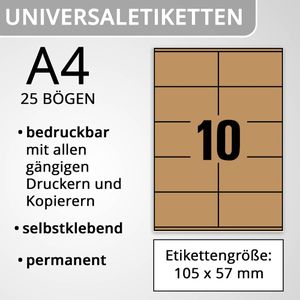Produktbild für Universaletiketten Zweckform L7108-25, naturbraun