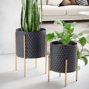 Produktbild für Blumenständer Wohnling WL6.752, schwarz / gold