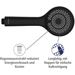 Produktbild für Handbrause Wenko Watersaving, schwarz matt