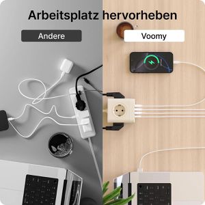 Produktbild für Steckdosenwürfel Voomy Power Cube S7, mit Schalter, beige