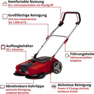 Produktbild für Kehrmaschine Einhell TE-SW 18/610 Li-Solo, Akku