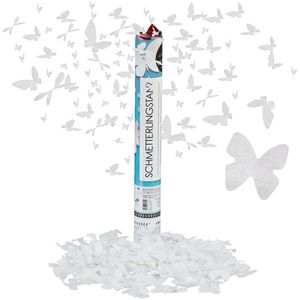 Relaxdays Konfetti 10027074, Schmetterlinge weiß, Konfettikanone, Papier, 180g