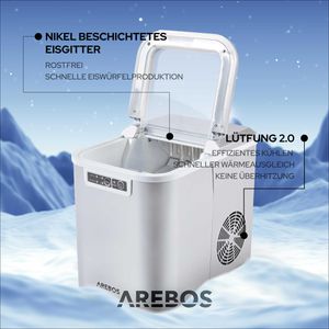 Produktbild für Eiswürfelmaschine Arebos Kunststoff, silber