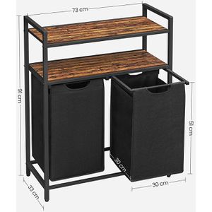 Produktbild für Wäschekorb Vasagle BLH211B01, schwarz, 2 Fächer