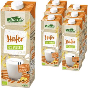 Allos Haferdrink 0% Zucker, BIO, je 1 Liter, 6 Stück