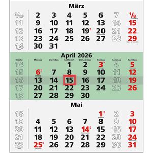 Produktbild für 3-Monatskalender Zettler 956, Recycling, mit Ferienübersicht