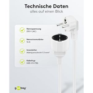 Produktbild für Verlängerungskabel Goobay 93087, für innen