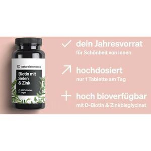 Produktbild für Vitamin-B natural-elements Biotin, Selen &amp; Zink, 365 Tabletten