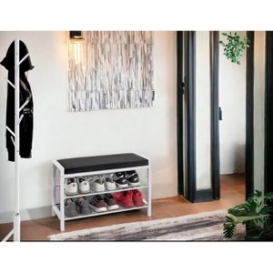 Produktbild für Schuhbank Haku-Möbel 54343, weiß / schwarz, aus Metall
