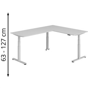 Schreibtisch Hammerbacher XDSMW, lichtgrau / silber