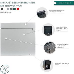 Produktbild für Briefkasten SafePost ScanPro 810 RAL9003, signalweiß aus Stahl