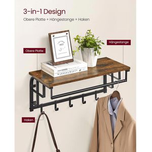 Produktbild für Wandgarderobe Vasagle LCR12BX, Metall / Holz