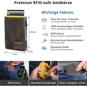 Produktbild für Kreditkartenetui SecWal Echt Leder, grau Hunter, für 10 Karten