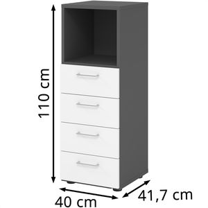 Produktbild für Kombischrank Hammerbacher Serie 9 Advanced, weiß / graphit
