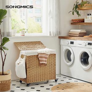 Produktbild für Wäschekorb Songmics LCB363N01, natur, 3 Fächer