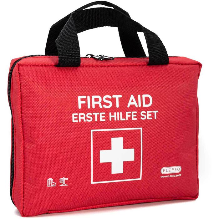Flexeo Erste-Hilfe-Tasche Discovery, gefüllt, 105-teilig, Reise-Set, mit  Tragegriffen – Böttcher AG