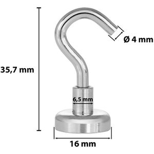 Produktbild für Hakenmagnet Poppstar 1010582, Neodym, extra stark