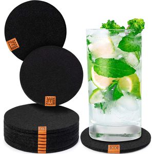 Untersetzer Miqio mit Leder Applikation, rund