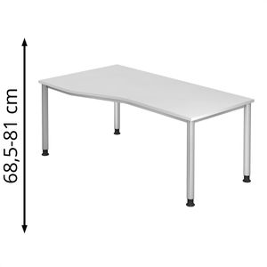 Produktbild für Schreibtisch Hammerbacher H-Serie, weiß / silber