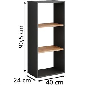 Produktbild für Bücherregal Vicco Orlando, anthrazit / eiche