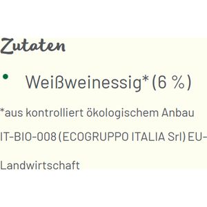 Produktbild für Tafelessig Byodo aus Weißwein, 6% Säure, BIO
