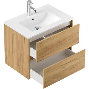 Produktbild für Badmöbel-Set Posseik Limes 70, eiche gold, 3-teilig