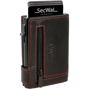 Produktbild für Kreditkartenetui SecWal Echt Leder, schwarz/rot, für 10 Karten